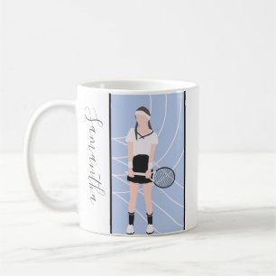 Girl Tennis Player Personlig Player Coach Namn Kaffemugg