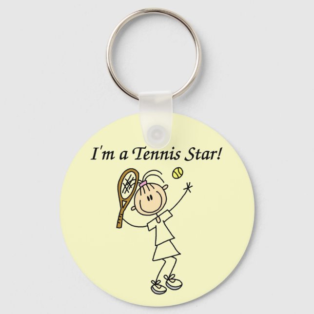 Girl Tennis Star T-shirts och Gifts Nyckelring (Framsida)