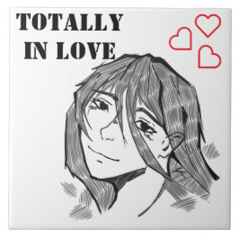 Girl totally in love lineart kakelplatta