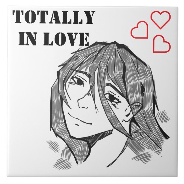 Girl totally in love lineart  kakelplatta (Framsidan)