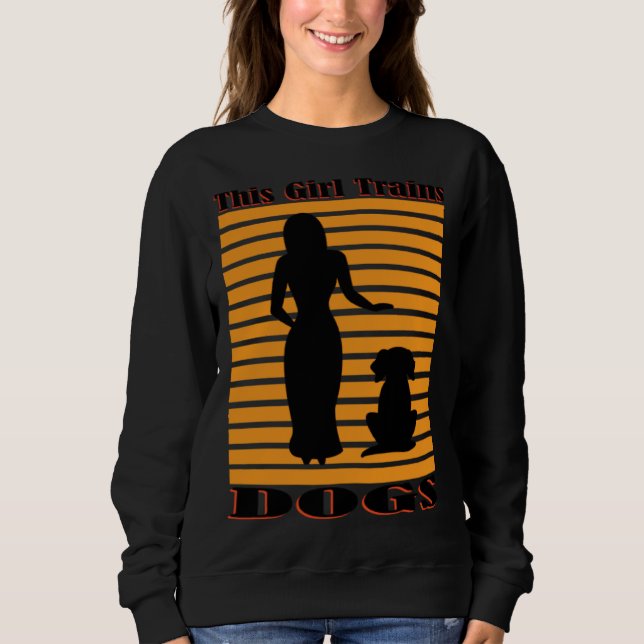 Girl Trains Dogs Cute Puppy Ironic Dog Teacher Sch T Shirt (Framsida)