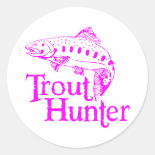 GIRL TROUT HUNTER RUNT KLISTERMÄRKE