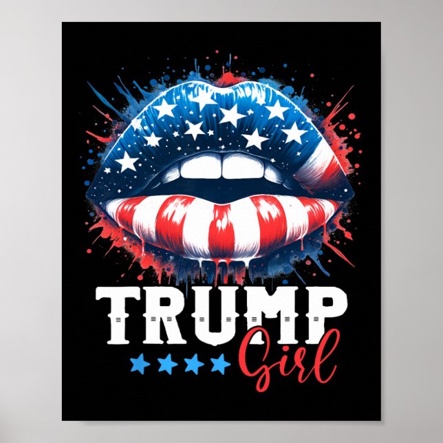 Girl Trump 2024 Val US American Flagga Poster (Framsidan)