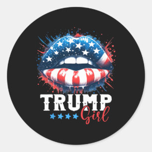 Girl Trump 2024 Val US American Flagga Runt Klistermärke