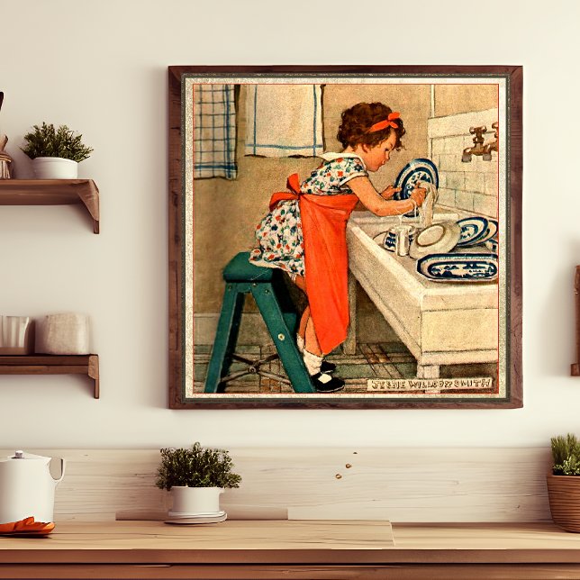 Girl Tvättar Days av Jessie Willcox Smith Poster (Skapare uppladdad)
