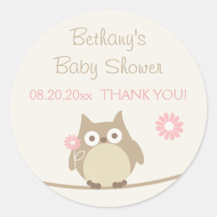 Girl Uggla Baby Shower Tack Runt Klistermärke