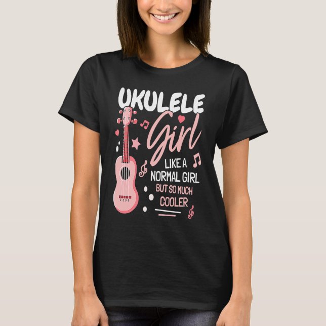 Girl Ukulele Player I Women Ukulele I Daughter Uku T Shirt (Framsida)