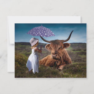 Girl Umbrella Bull Photography Postcross Vykort