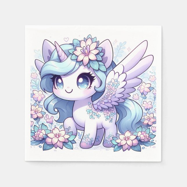 Girl Unicorn Baby Shower Pappersservett (Framsidan)