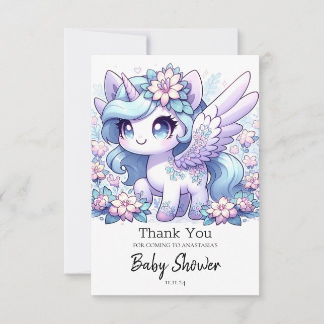 Girl Unicorn Baby Shower Tack Kort (Framsida)