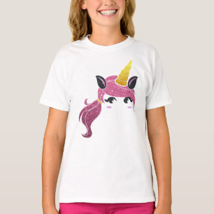 Girl Unicorn Long-hår-T T Shirt