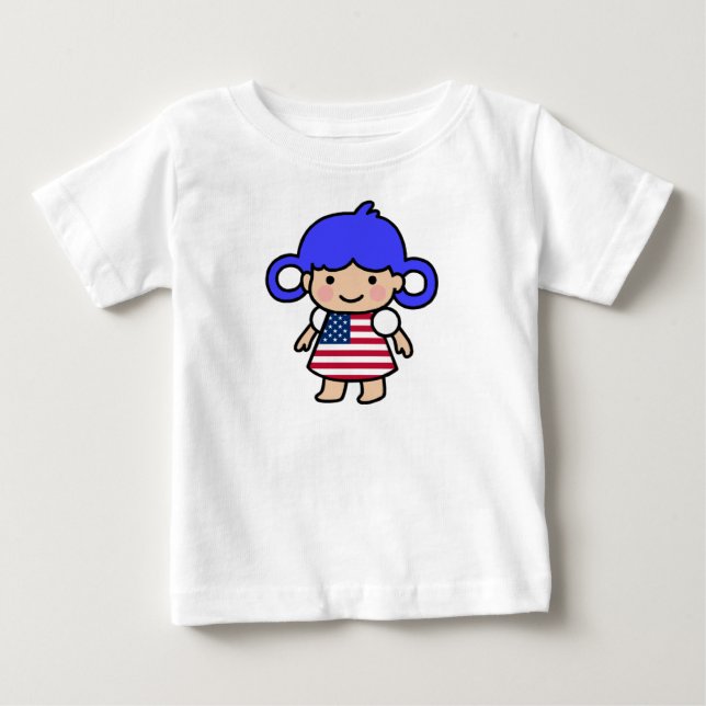Girl US Flagga Dress Tee Shirt (Framsida)