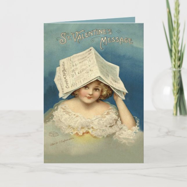 Girl Valentine Newspaper Helgkort (Framsida)