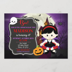 Girl Vampire Halloween Birthday-inbjudan Inbjudningar