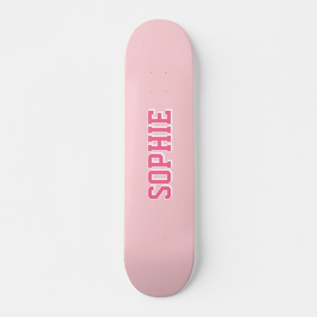 Girl Varsity Pink Skateboard Personalized Name (Framsida)