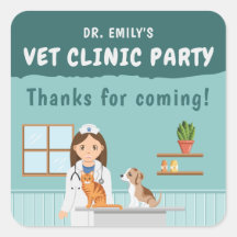 Girl Veterinarian Pet Clinic Birthday Thank You