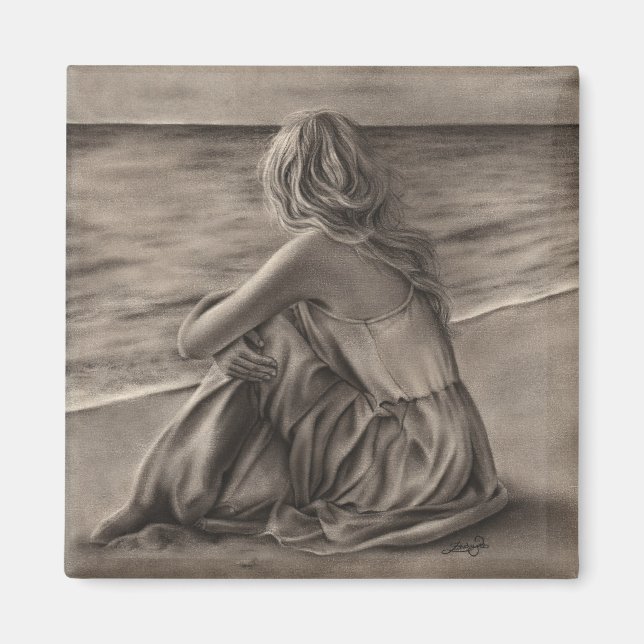 Girl vid stranden Magnet (Framsidan)