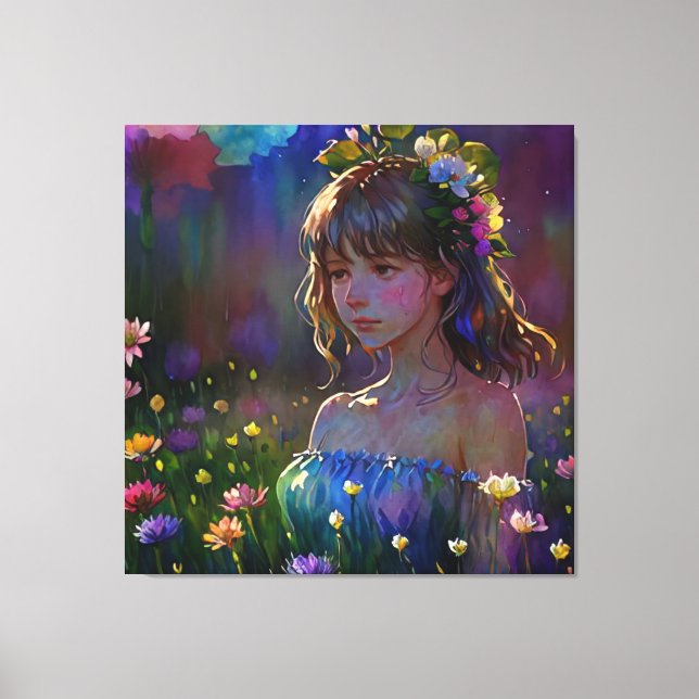 *~ Girl Vild Flowers AP56 Magic Art Painting Canvastryck (Framsida)