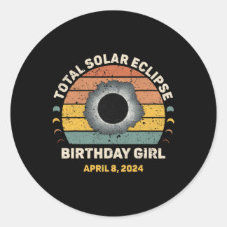 Girl Vintage Funny Totality Vår Solar Eclipse Runt Klistermärke