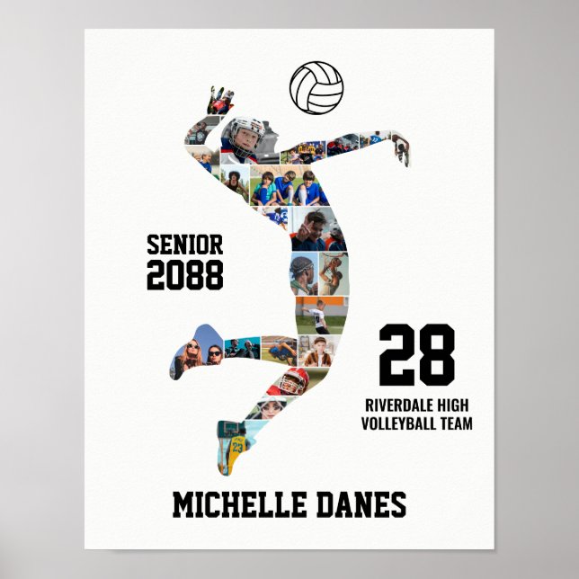 Girl Volleyball Player Custom Sports Photo Collage Poster (Framsidan)