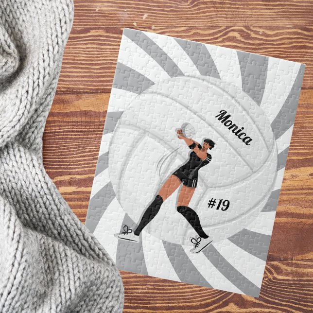 Girl Volleyball Player Kid Namn Jersey Team Number Pussel (Skapare uppladdad)