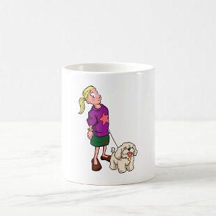 Girl Walking A Hund Coffee Mugg