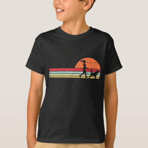 Girl Walking Beagle Retro Animal Pet Hound Hund Wo T Shirt