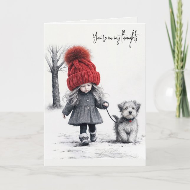 Girl Walking Hennes Hund Kort (Framsida)