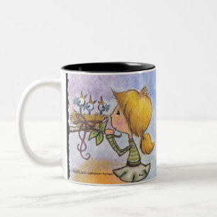 Girl Watches Birds-Precious Paket Två-Tonad Mugg