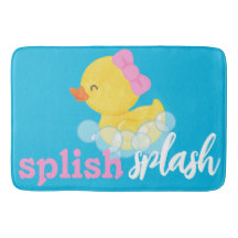Girl Watercolor Rubber Duck Splish Splash Blue