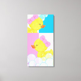 Girl Watercolor Rubber Duckies Adorable Large Canvastryck