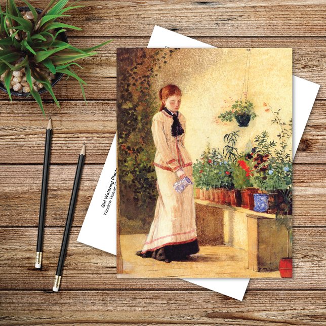 Girl Watering Plants Winslow Homer Vykort (Skapare uppladdad)