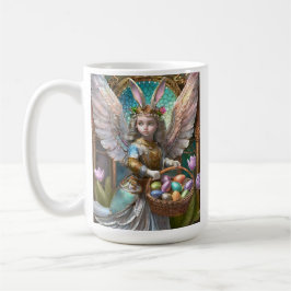 Girl Wearing Påskhare Angel Costume Kaffemugg