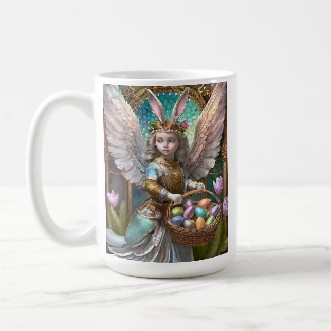 Girl Wearing Påskhare Angel Costume Kaffemugg (Vänster)