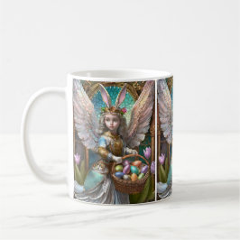 Girl Wearing Påskhare Angel Costume Kaffemugg