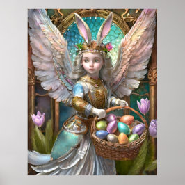 Girl Wearing Påskhare Angel Costume Poster