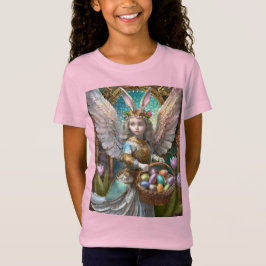 Girl Wearing Påskhare Angel Costume T Shirt