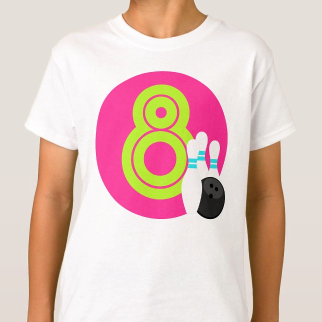 Girl White Neon Bowling Birthday Shirt T (Skapare uppladdad)