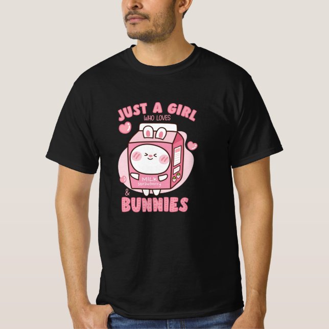 GIRL WHO KÄRLEK STRAWBERRY MJÖLK BUNNIES T SHIRT (Framsida)