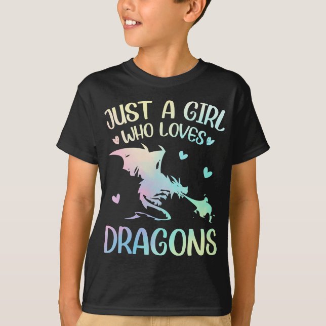 Girl Who loves Dragons T Shirt (Framsida)