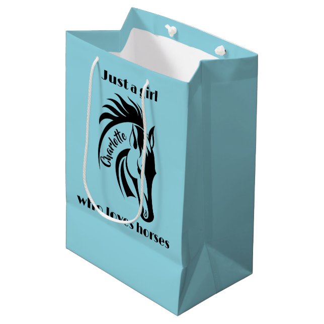 Girl Who Loves Horses Design Gift Bag (Framsidan Vinklad)