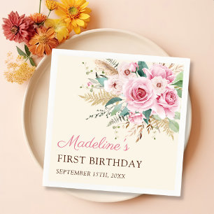Girl Wildblomma 1st Birthday Party Pappersservett