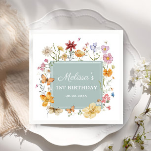 Girl Wildblomma 1st Birthday Party Pappersservett