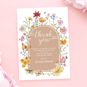 Girl Wildblomma 1st Birthday Party Tack Kort