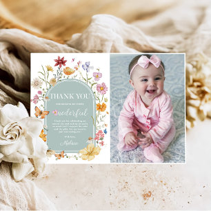 Girl Wildblomma 1st Birthday Party Tack Kort