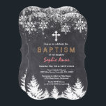 Girl Winter Helgdag Snöflingor Chalkboard Baptism Inbjudningar<br><div class="desc">Elegant,  Unik design med vit Snöflingor och Träd,  på kretskort. Använda Anpassa verktyg om du vill lägga till information,  ändra teckensnittet färg. Om du vill ha matchande objekt kan du besöka min Baptism/Christening Firande Collection.</div>