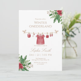 Girl Winter Oenderland First Birthday Inbjudan