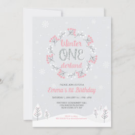 Girl Winter Onederland 1:a födelsedagen, första da Inbjudningar