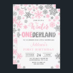 Girl Winter Onederland First Birthday-inbjudan Inbjudningar<br><div class="desc">Vinter Onederland Birthday bjudande,  Onederland Födelsedagsfest Inbjudan,  Winter First Birthday Inbjudan,  Turning One</div>