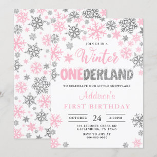 Girl Winter Onederland First Birthday-inbjudan Inbjudningar